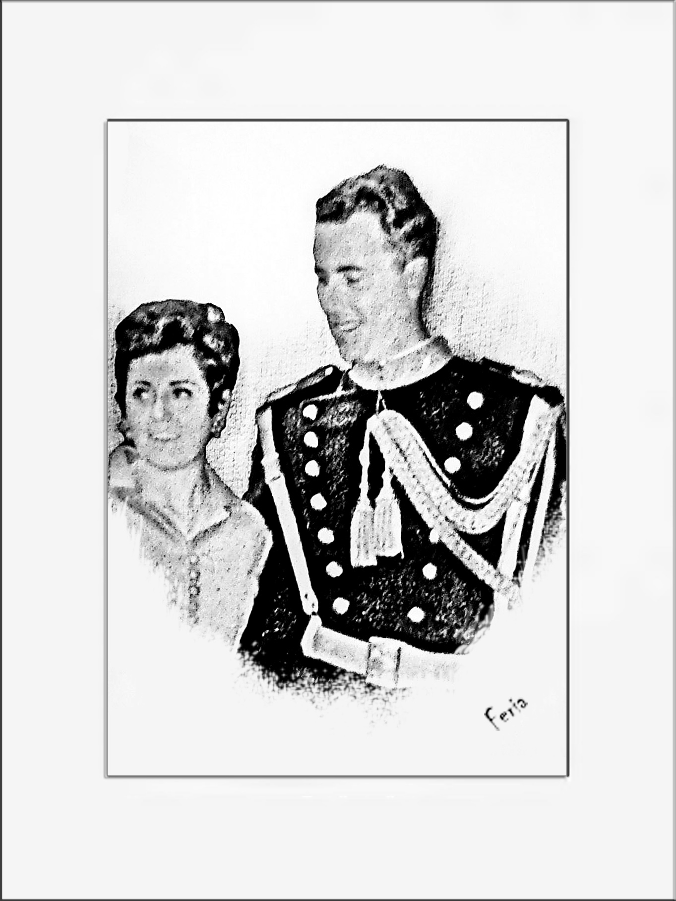 Retrato Carboncillo matrimonio guardia civil