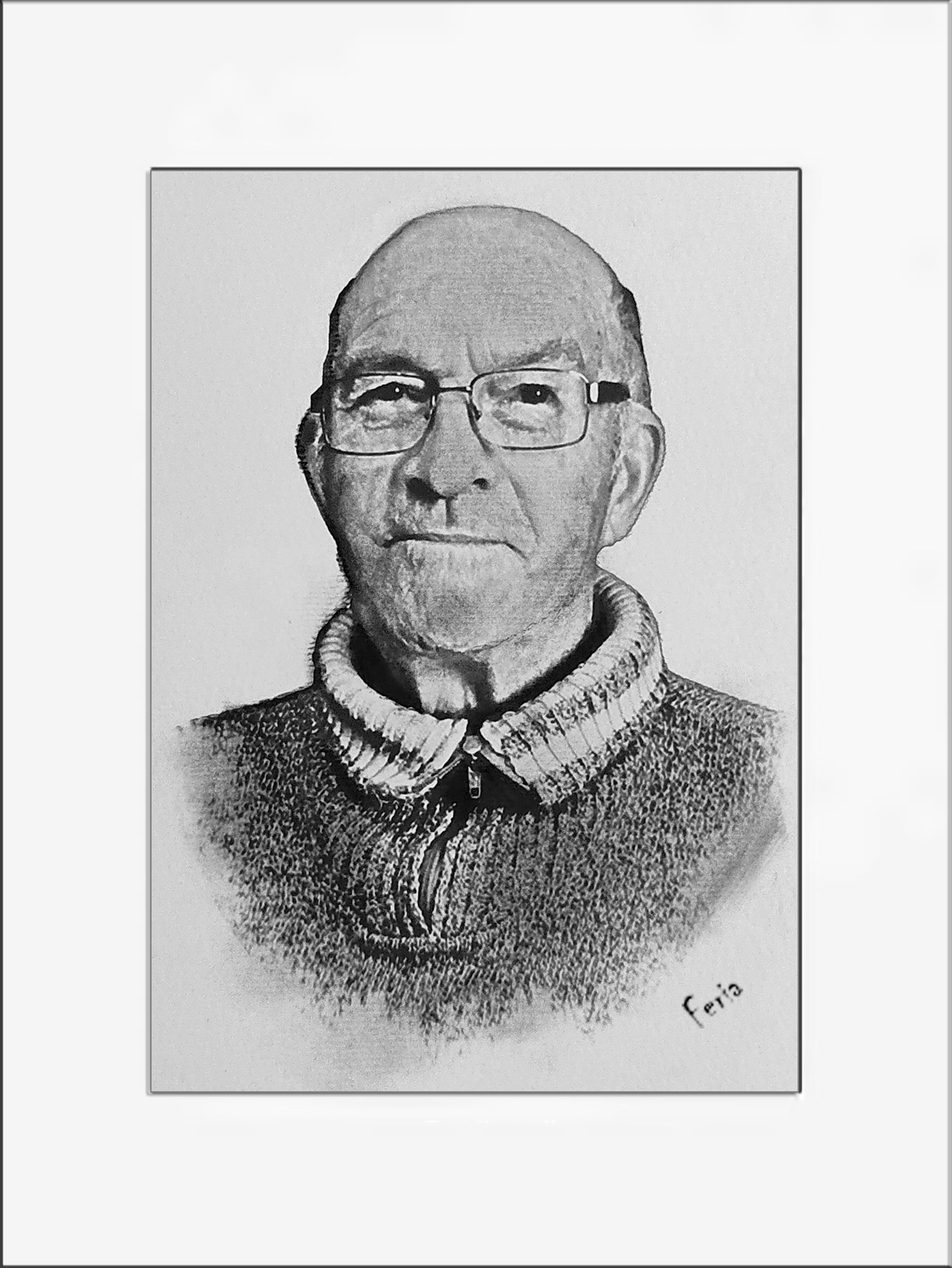 Retrato Carboncillo señor con gafas